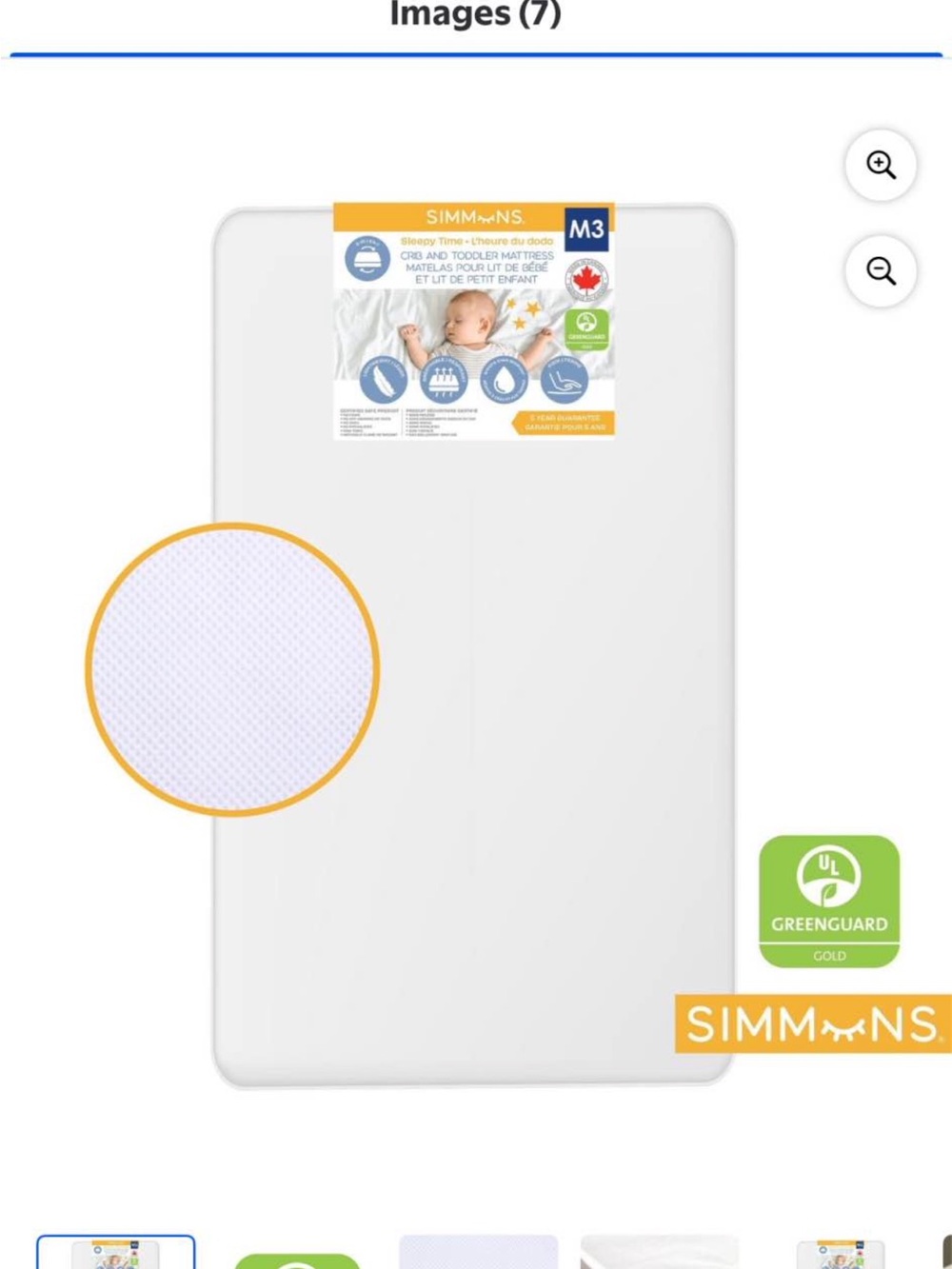 Simons White Baby Crib Mattress - Breathable Waterproof Cover